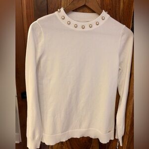 Calvin Klein White Pearl-Accented Sweatshirt
